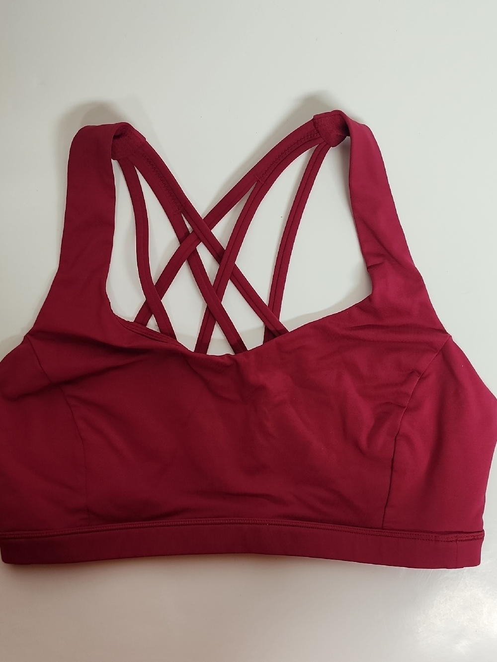 Lululemon Free To Be Serene Dark Pink/plum strappy stretch comfy sports bra